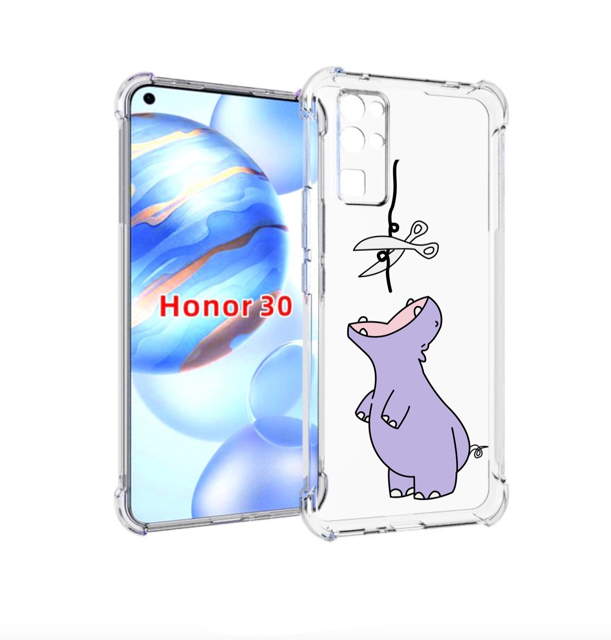 

Чехол бампер MyPads динозаврик-фиолетовый для Honor 30 (BMH-AN10, Прозрачный, Tocco