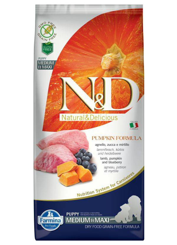 

FARMINA FARMINA DOG N&D GRAIN FREE PUMPKIN PUPPY MEDIUM & MAXI LAMB & BLUEBERRY беззерново