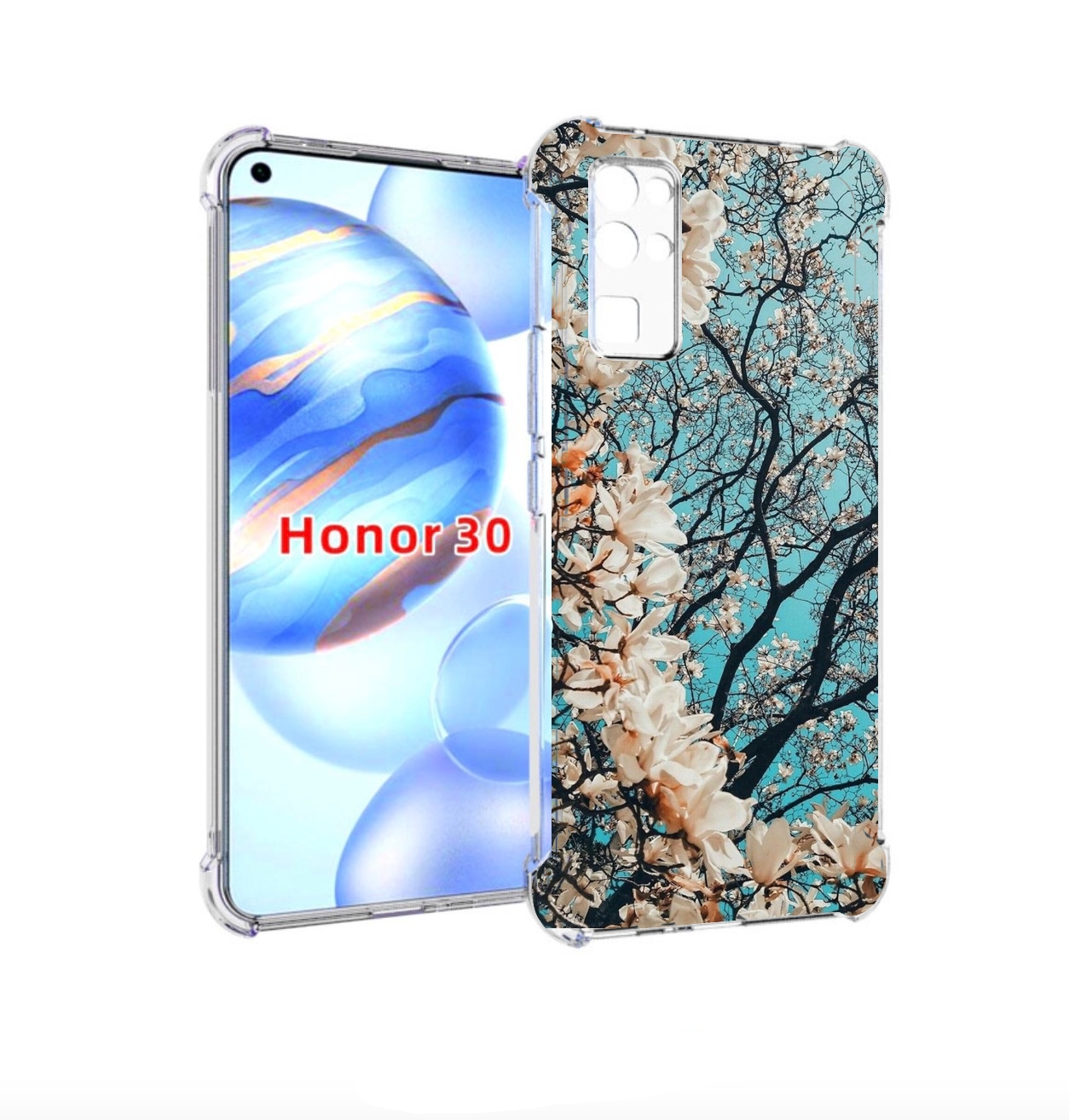 

Чехол бампер MyPads дерево-с-цветочками для Honor 30 (BMH-AN10), Прозрачный, Tocco