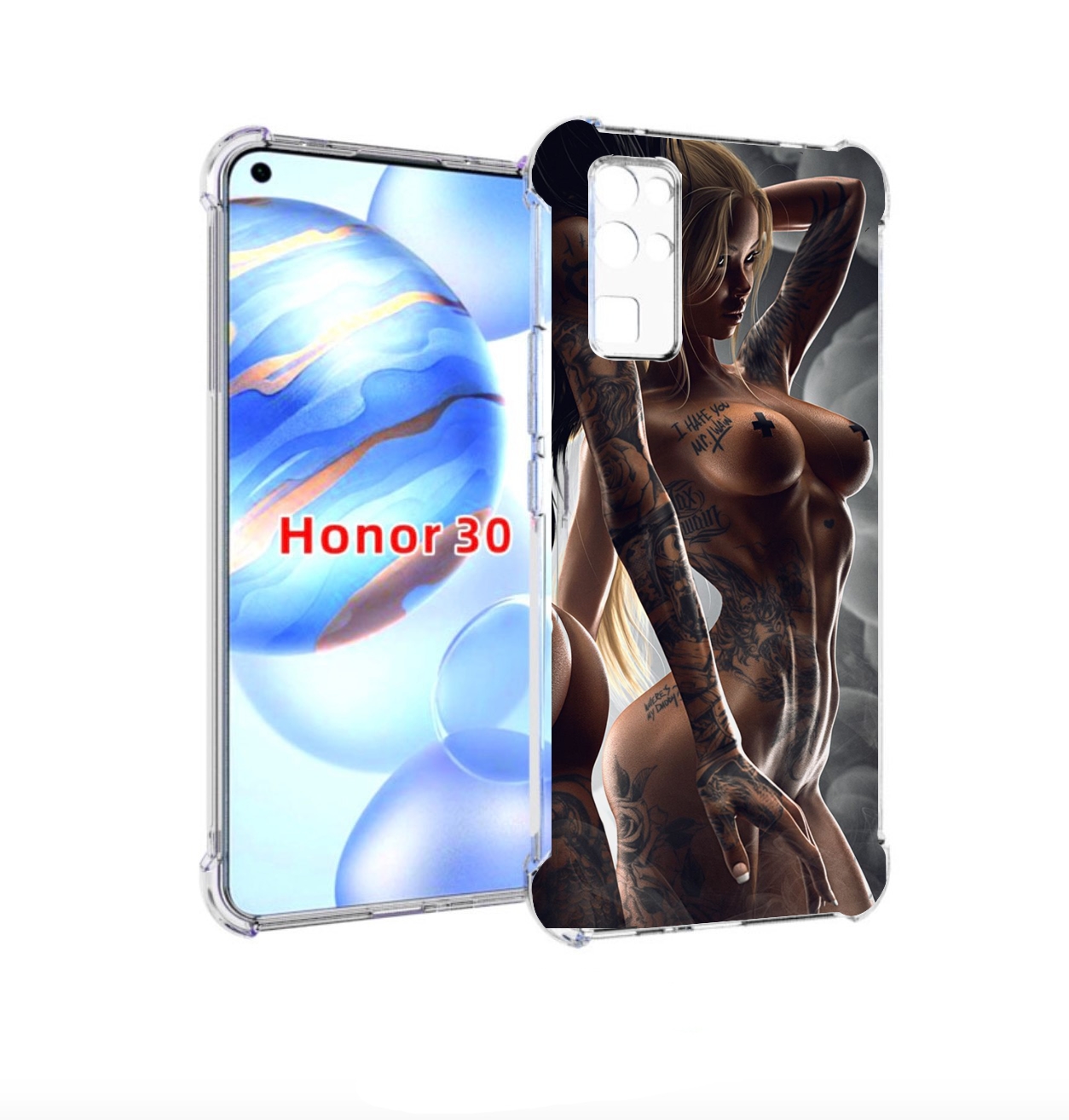 

Чехол бампер MyPads девушки-инь-и-янь-в-татуировках для Honor 30, Прозрачный, Tocco