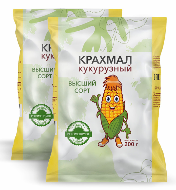 

Крахмал кукурузный FARM FOOD без глютена 2 шт по 200 г, Крахмал 400 г
