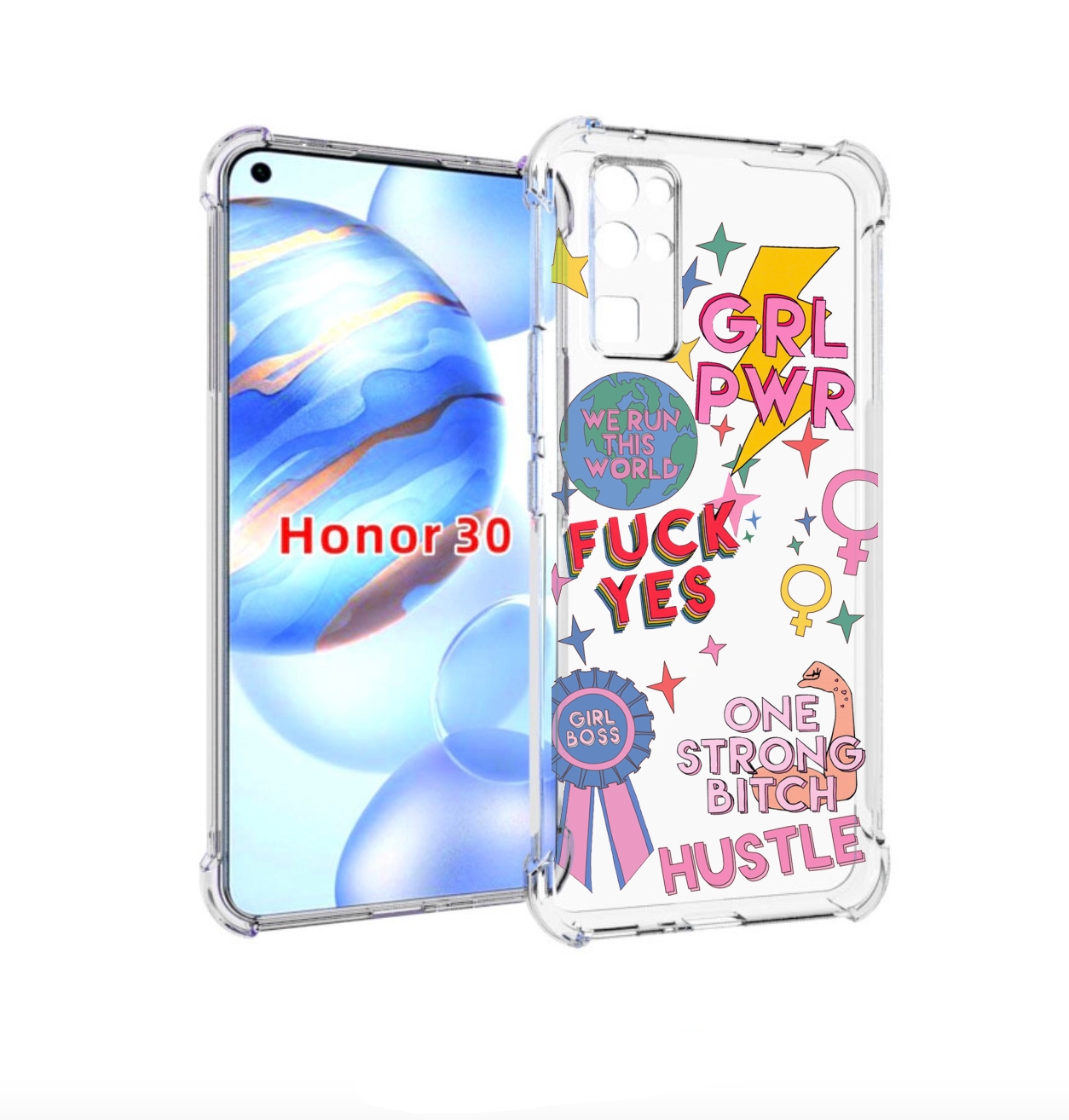 

Чехол бампер MyPads девушки-боссы женский для Honor 30 (BMH-AN10, Прозрачный, Tocco