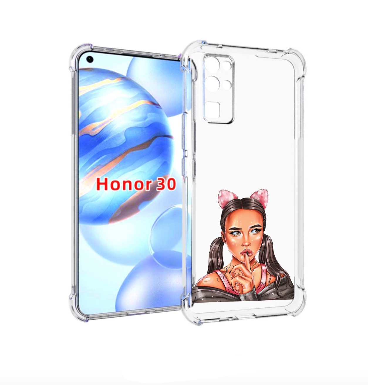 

Чехол бампер MyPads девушка-тихо женский для Honor 30 (BMH-AN10), Прозрачный, Tocco