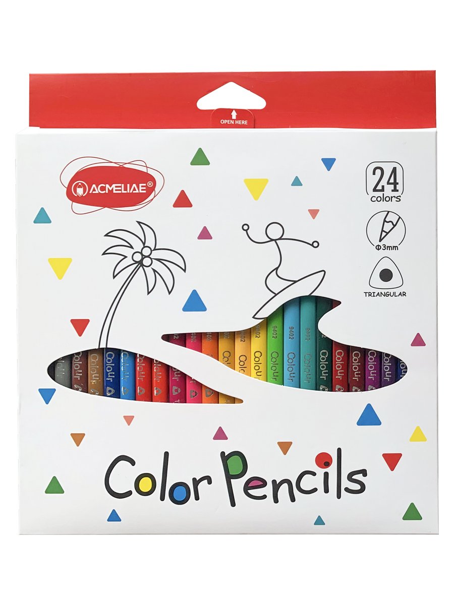 фото Цветные карандаши трехгранные для рисования acmeliae color pencils, 9402-24, 24 цвета