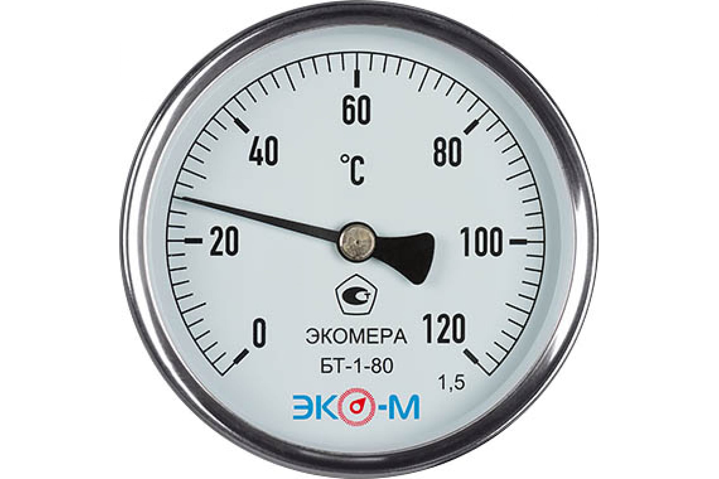 

Биметаллический термометр ЭКО-М ЭКОМЕРА БТ-1-80, 0-120C, L=40 БТ-1-80-120С-L40