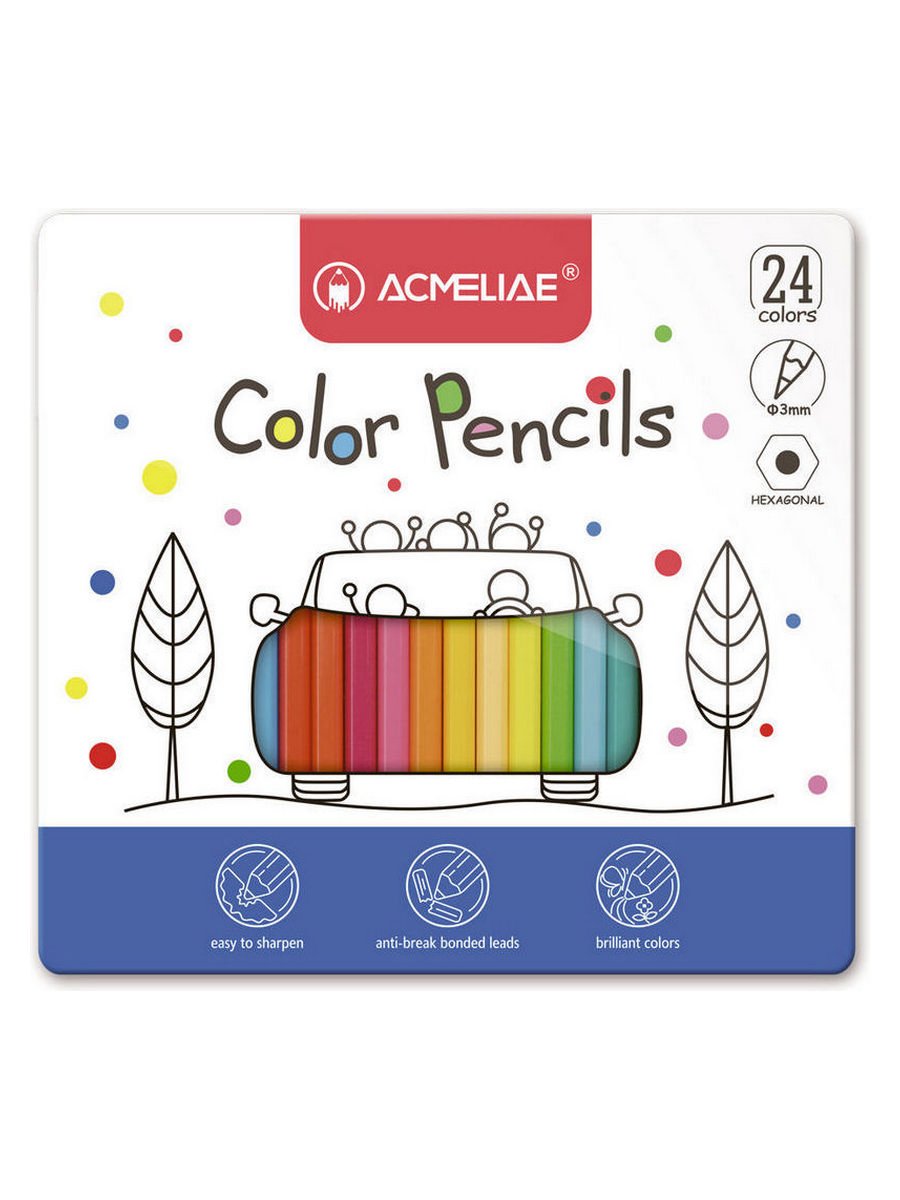 

Цветные карандаши для рисования ACMELIAE Color Pencils, 24 цвета 9800-24, Разноцветные