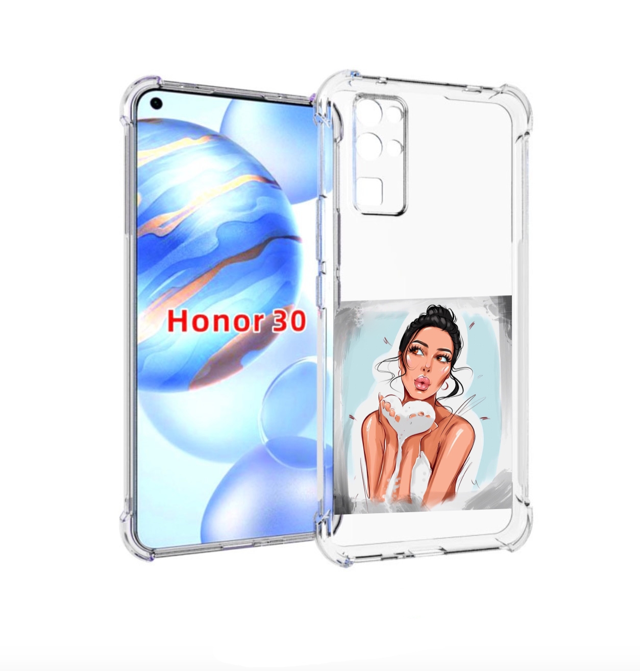 

Чехол бампер MyPads девушка-с-пеной женский для Honor 30 (BMH-AN, Прозрачный, Tocco