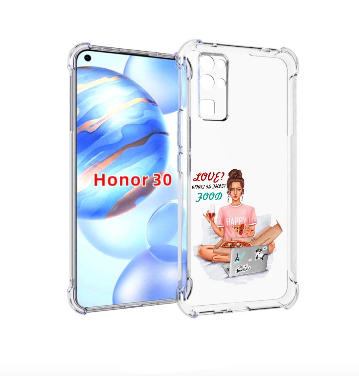 

Чехол бампер MyPads девушка-с-ноутбуком женский для Honor 30 (BM, Прозрачный, Tocco