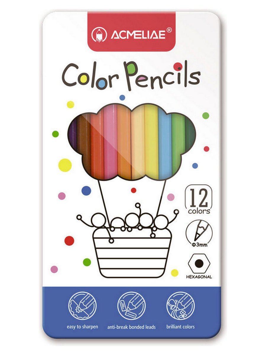 фото Цветные карандаши для рисования acmeliae color pencils, 12 цветов 9800-12