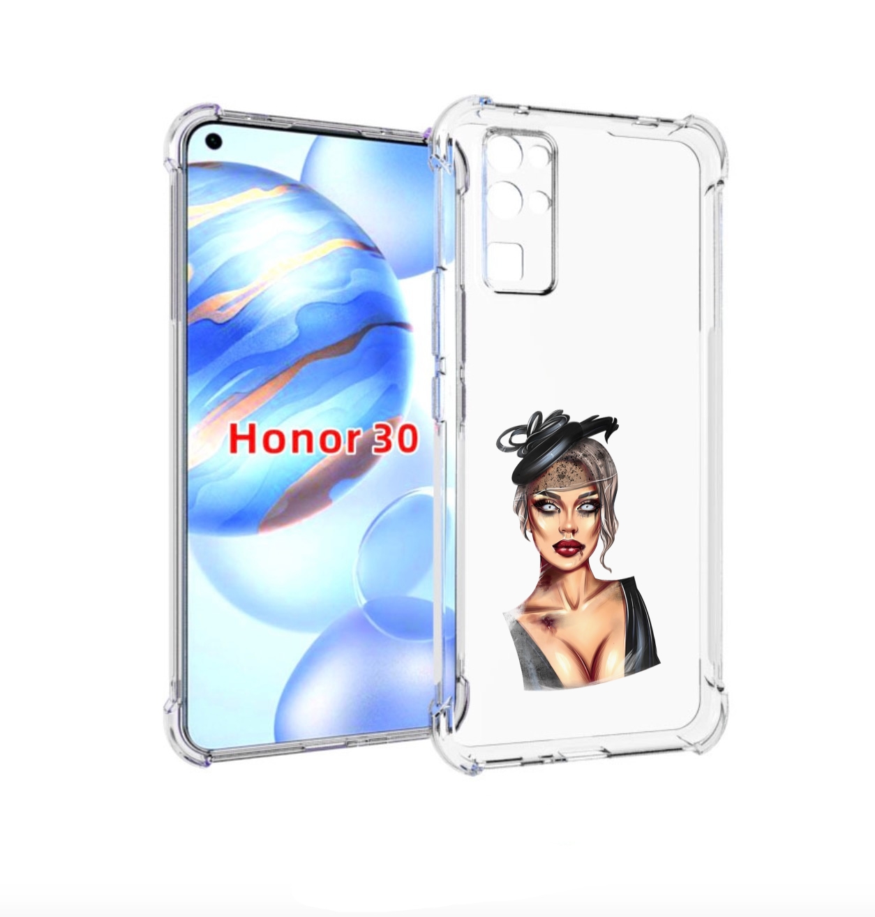 

Чехол бампер MyPads девушка-с-линзами для Honor 30 (BMH-AN10) пр, Прозрачный, Tocco