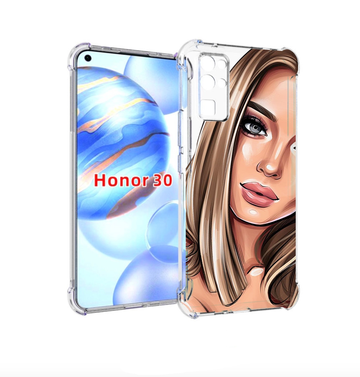 

Чехол бампер MyPads девушка-с-каре женский для Honor 30 (BMH-AN1, Прозрачный, Tocco