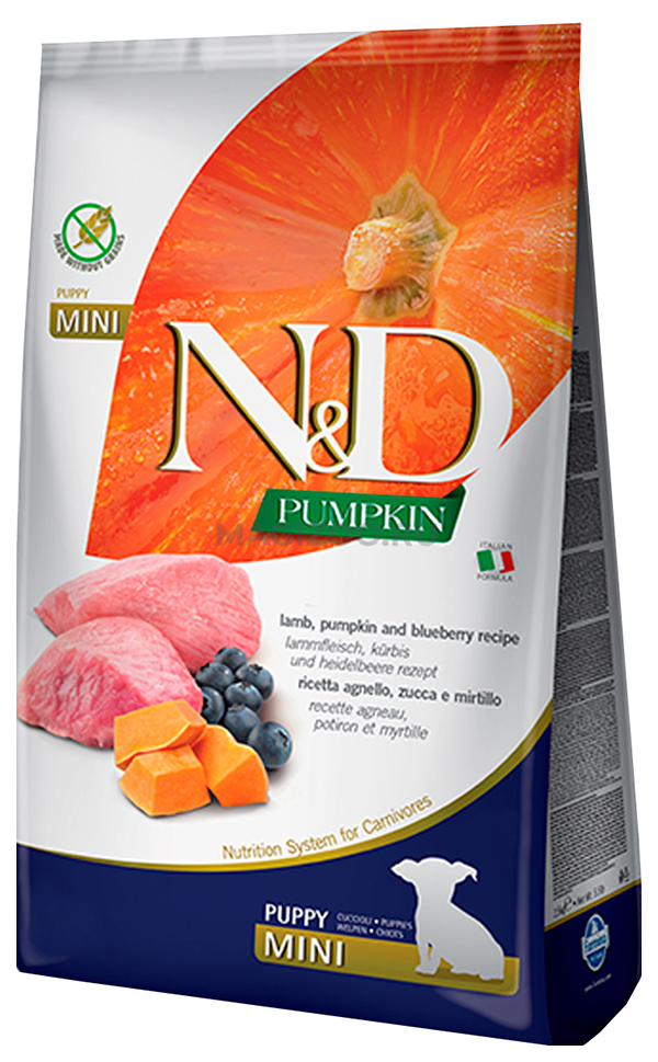 

FARMINA FARMINA DOG N&D GRAIN FREE PUMPKIN PUPPY MINI LAMB & BLUEBERRY беззерновой для щен