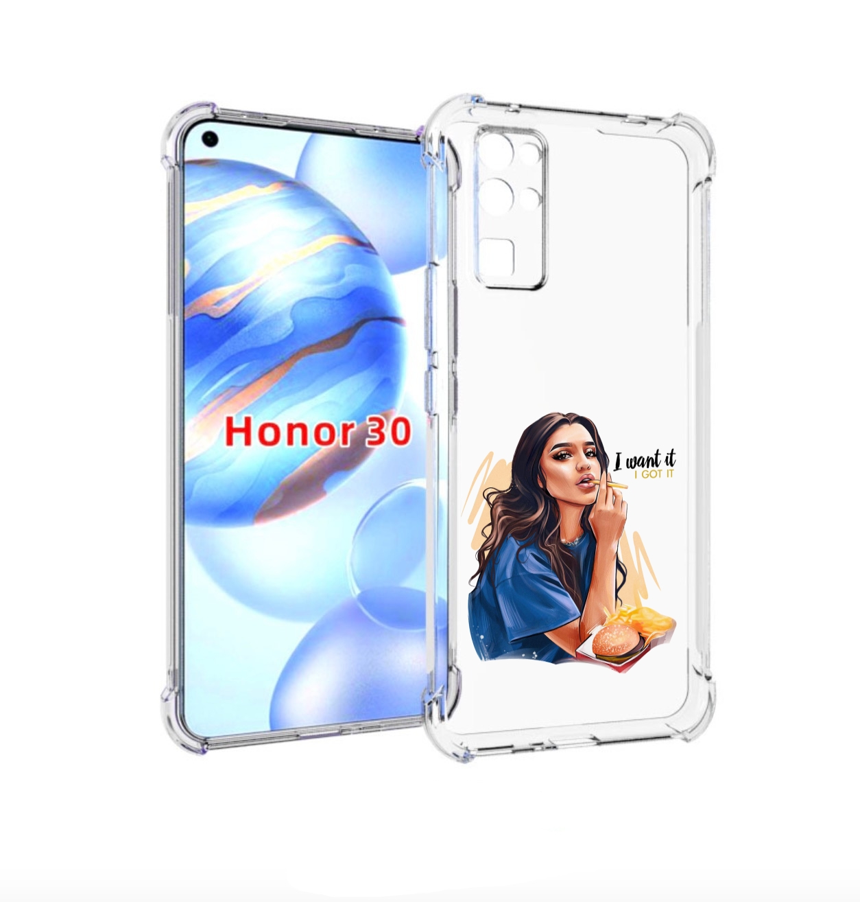 

Чехол бампер MyPads девушка-с-едой-и-сигаретой женский для Honor, Прозрачный, Tocco