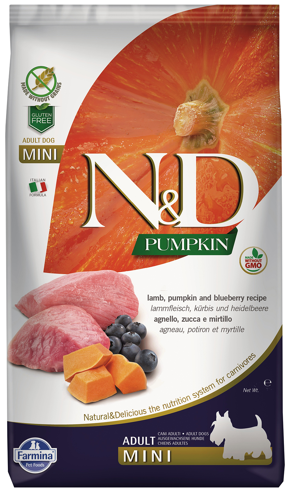 

FARMINA FARMINA DOG N&D GRAIN FREE PUMPKIN ADULT MINI LAMB & BLUEBERRY беззерновой для взр