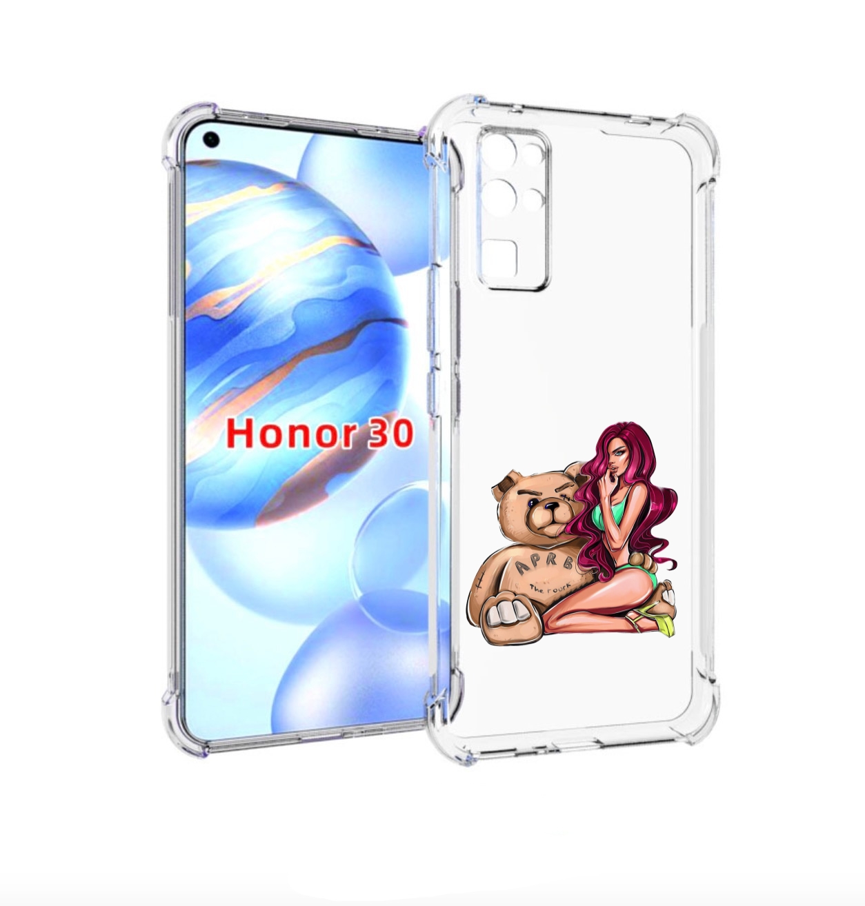 

Чехол бампер MyPads девушка-с-большим-плюшевым-мишкой для Honor, Прозрачный, Tocco