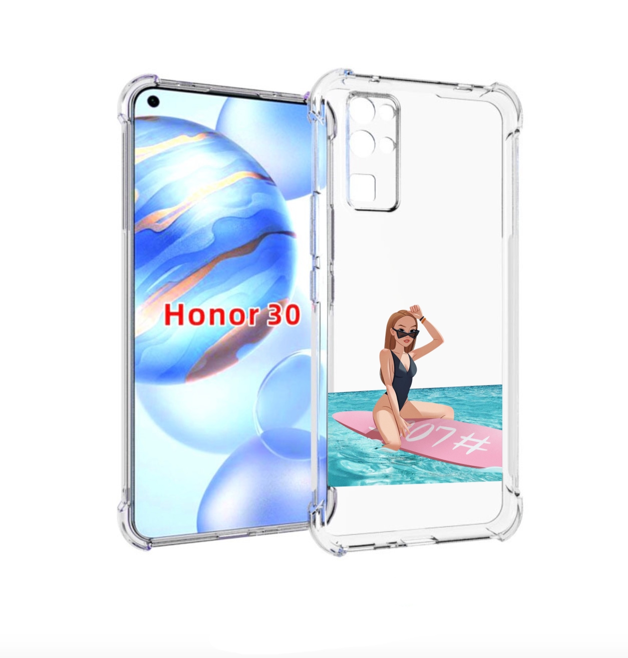 

Чехол бампер MyPads девушка-на-серфе женский для Honor 30 (BMH-A, Прозрачный, Tocco