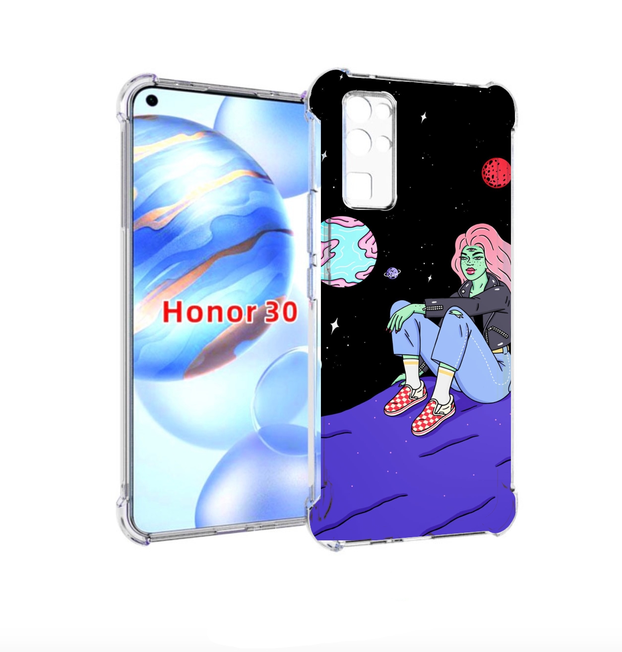 

Чехол бампер MyPads девушка-на-луне-мультик для Honor 30 (BMH-AN, Прозрачный, Tocco