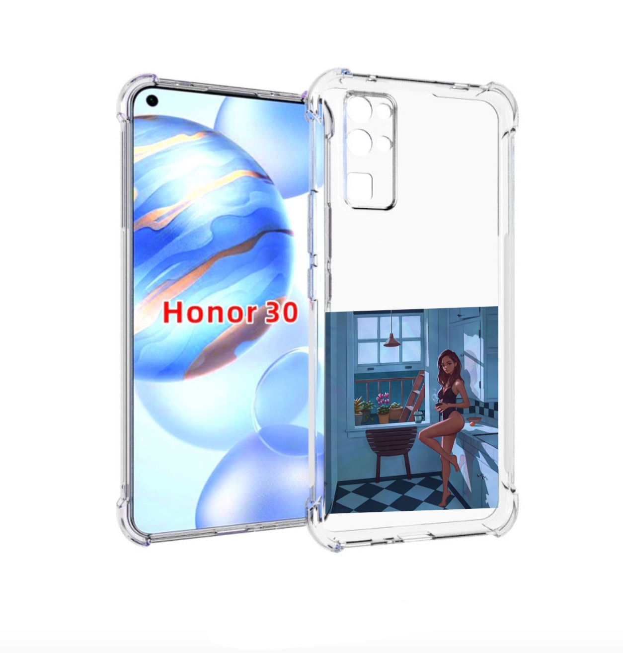 

Чехол бампер MyPads девушка-на-кухне для Honor 30 (BMH-AN10) про, Прозрачный, Tocco