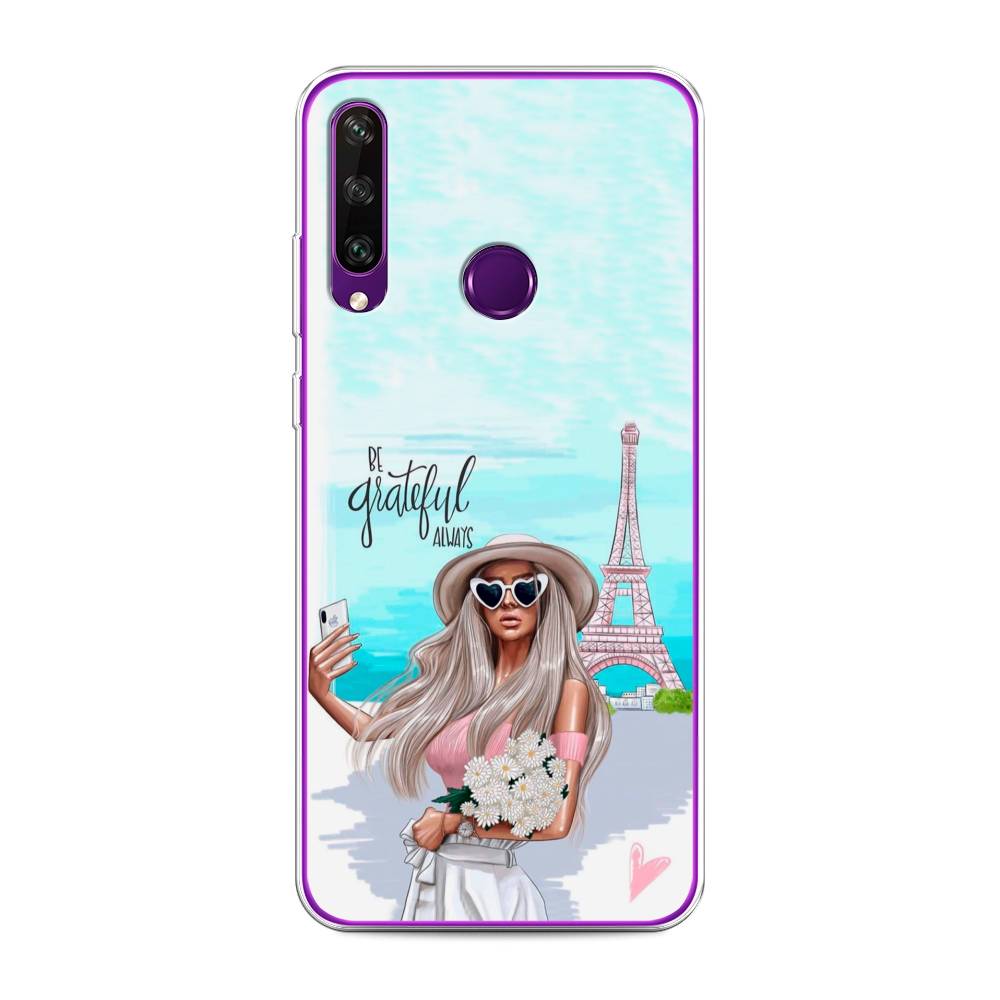 

Чехол для Huawei Y6p "Селфи Париж", Голубой;бежевый, 6103250-6