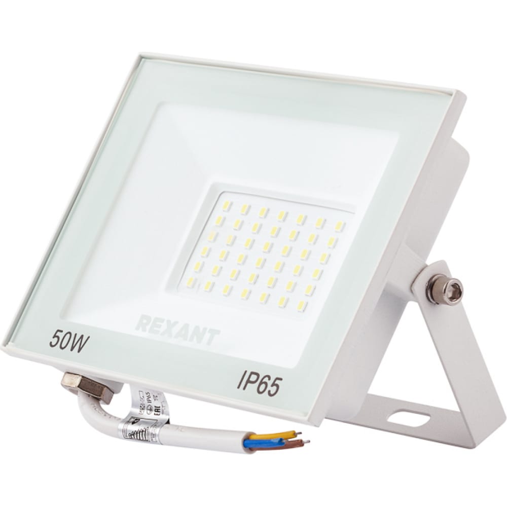 Светодиодный прожектор REXANT LED 50 Вт 4000 Лм 2700 K белый корпус 605-035 g xq8181a w белый led фасад прожектор 220v 36w длина 50см