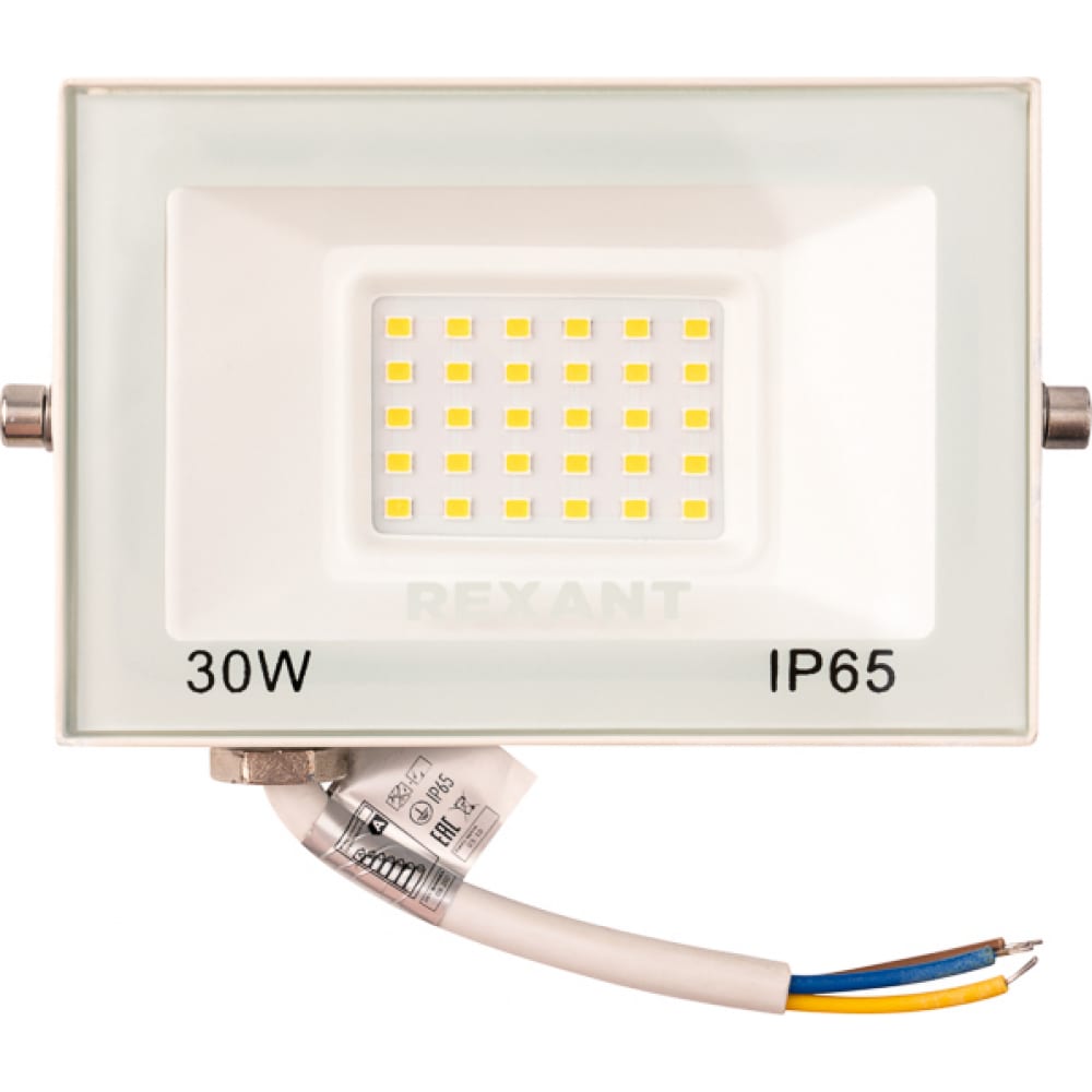 Светодиодный прожектор REXANT LED 30 Вт 2400 Лм 2700 K белый корпус 605-028 g xq8181a w белый led фасад прожектор 220v 36w длина 50см