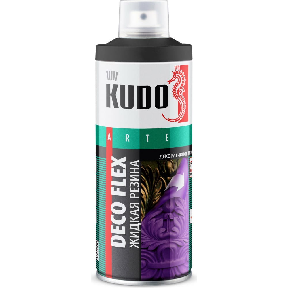Краска для декоративных работ KUDO DECO FLEX жидкая резина, черная 11600291 краска интенсив salton expert total для замши нубука и велюра черная 75 мл
