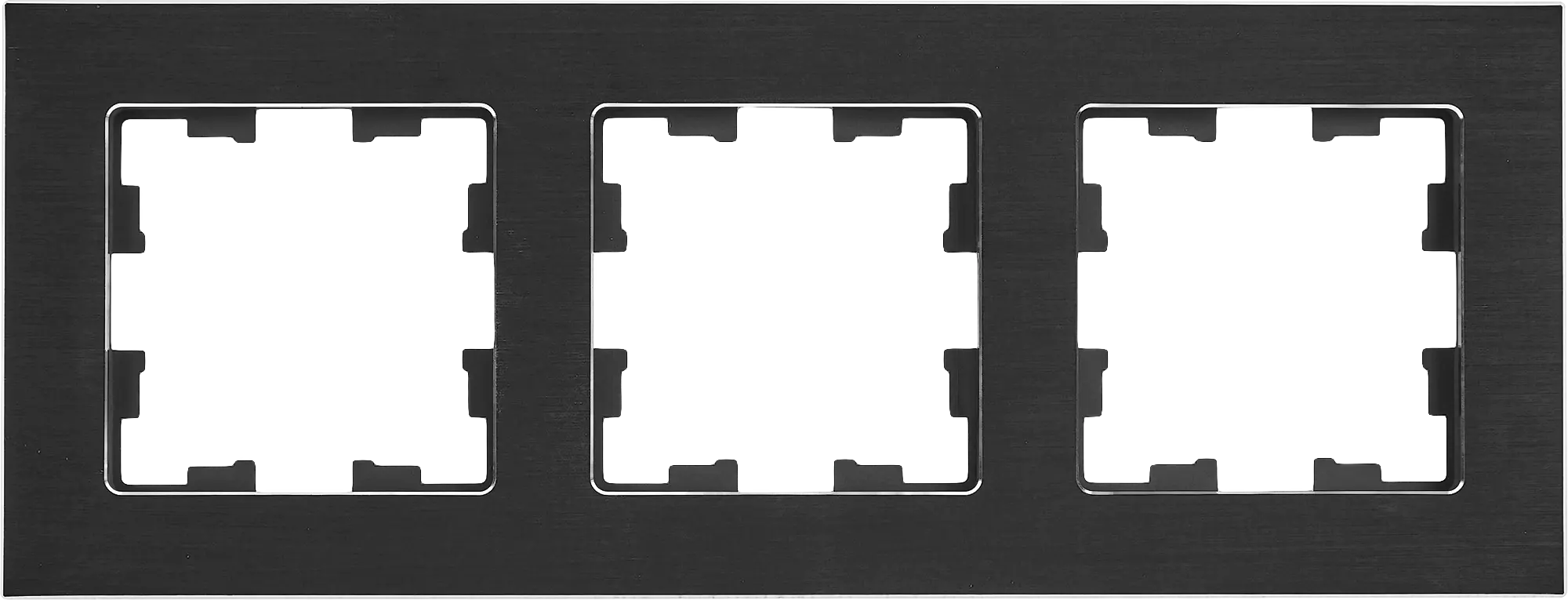 Рамка для розеток и выключателей Brite 3 поста металл цвет черный