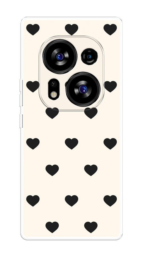 

Чехол на Tecno Phantom X2/X2 Pro "Черные сердечки на белом", Черный;белый, 303350-1