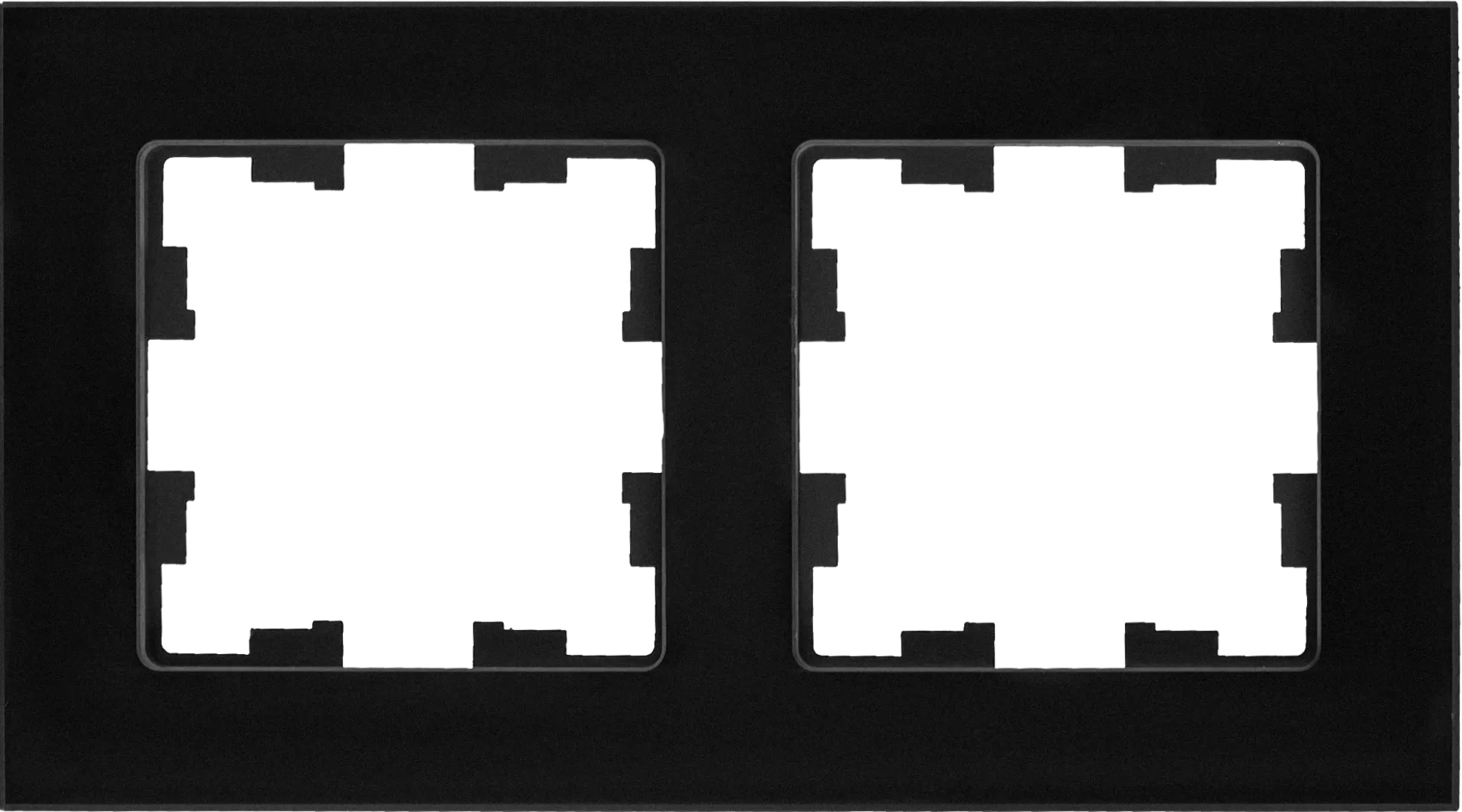 Рамка для розеток и выключателей Brite 2 поста стекло цвет черный