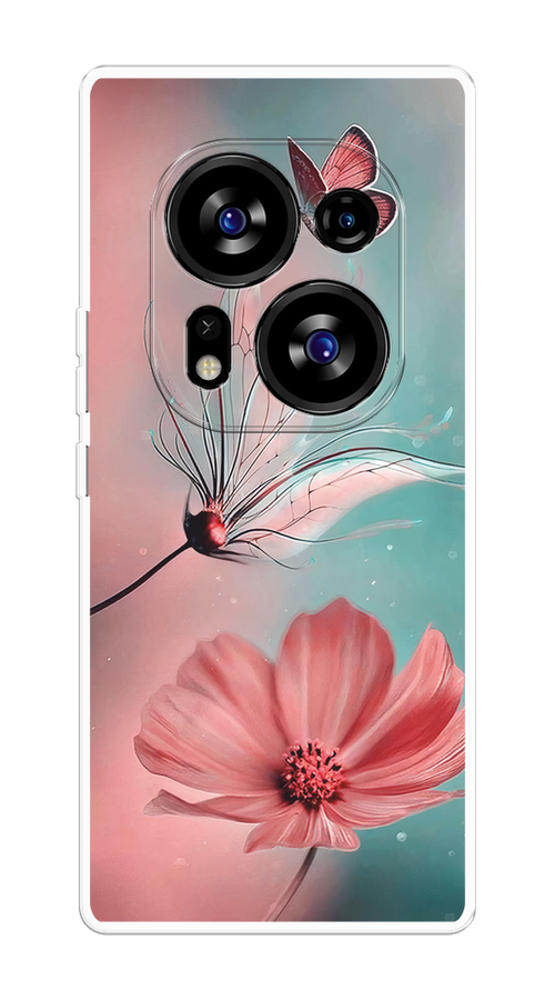 

Чехол на Tecno Phantom X2/X2 Pro "Бабочка и цветок", Голубой;розовый, 303350-1