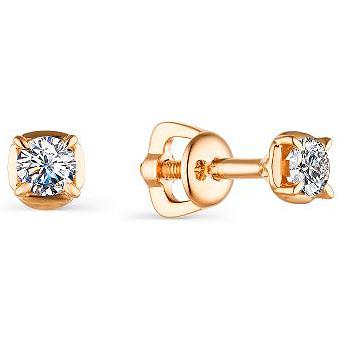 

Серьги с 2 бриллиантами из красного золота Алкор 23628-100, 23628-100