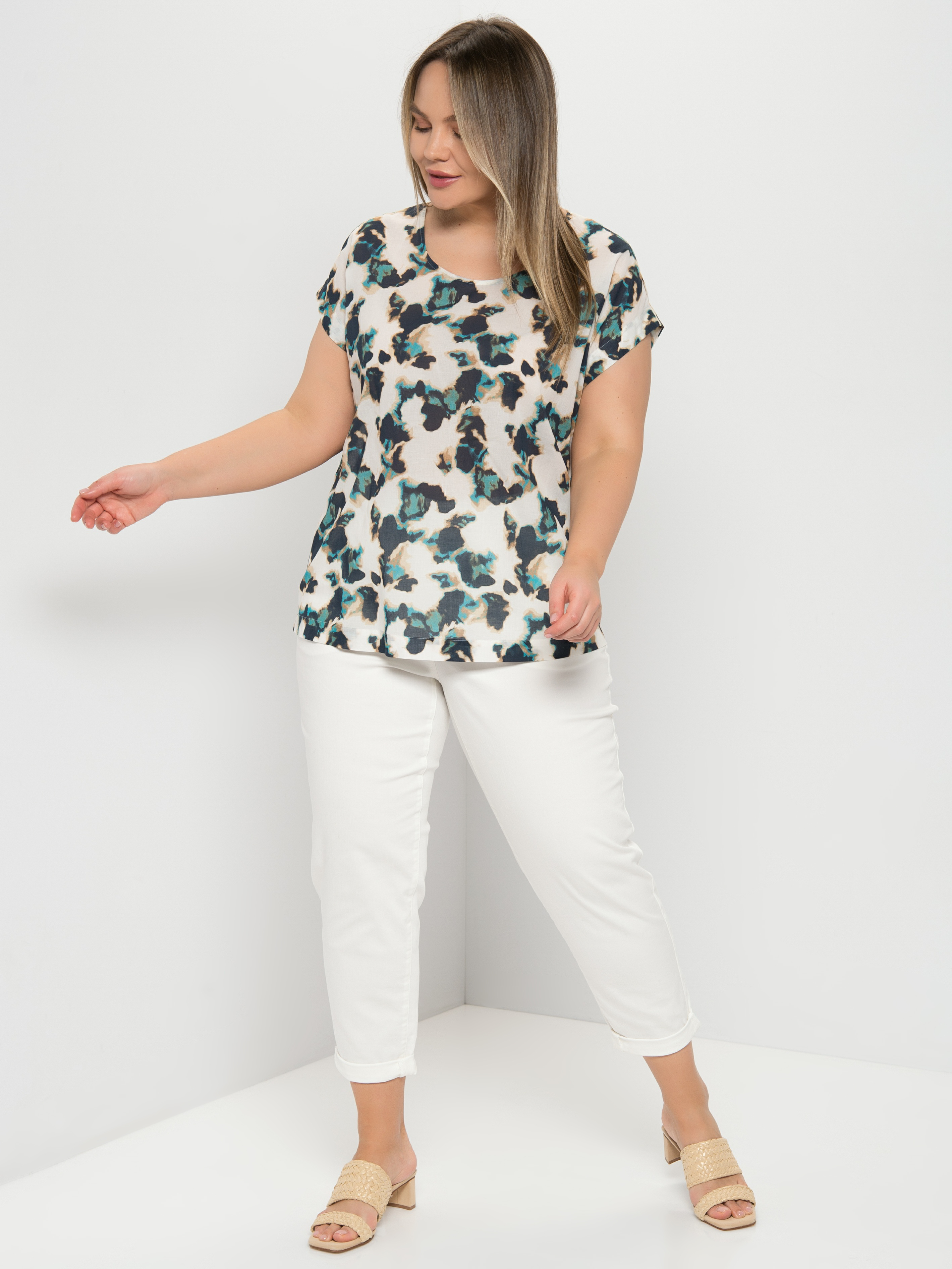 

Футболка женская SAMOON by GERRY WEBER 860024-21202-9702 белая 50, 860024-21202-9702