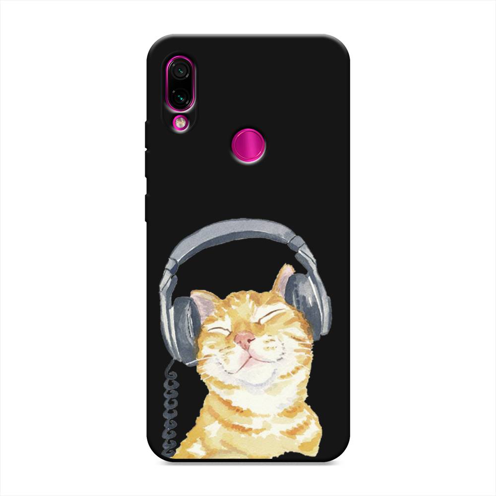 

Матовый силиконовый чехол "Кот меломан" на Xiaomi Redmi Note 7, Кот меломан