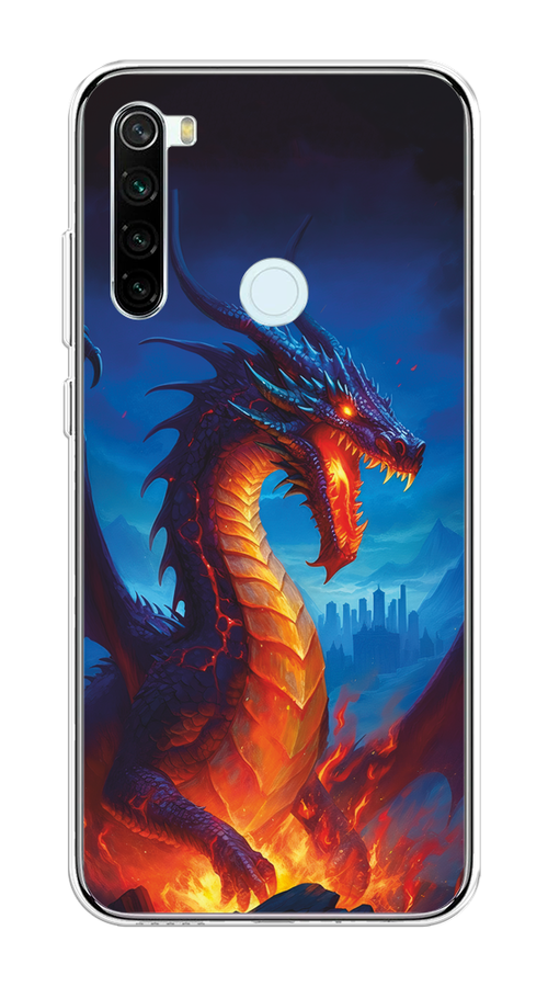 

Чехол на Xiaomi Redmi Note 8T "Дракон над лавой", Оранжевый;коричневый;синий, 37450-1