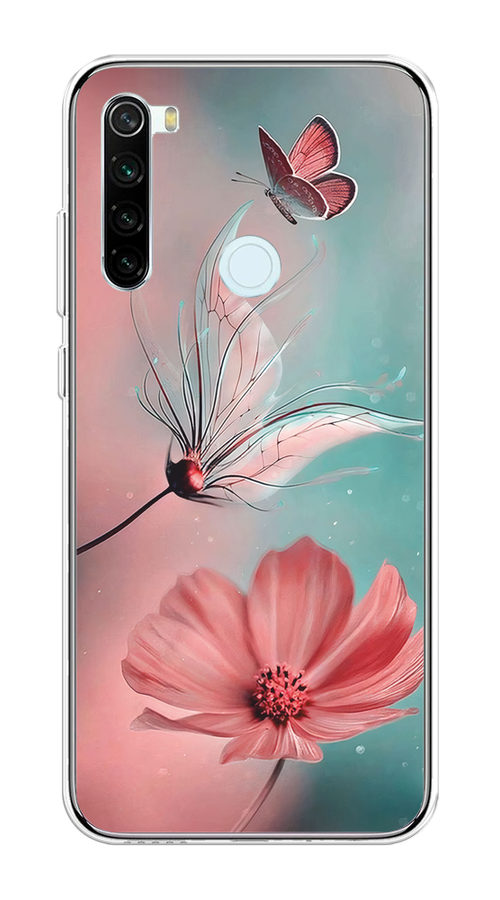 

Чехол на Xiaomi Redmi Note 8T "Бабочка и цветок", Голубой;розовый, 37450-1