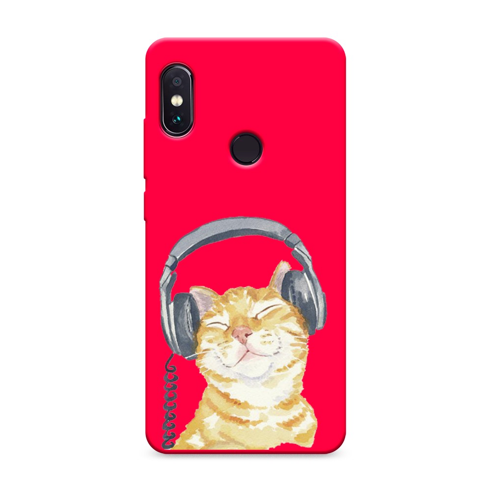 

Матовый силиконовый чехол "Кот меломан" на Xiaomi Redmi Note 5, Кот меломан