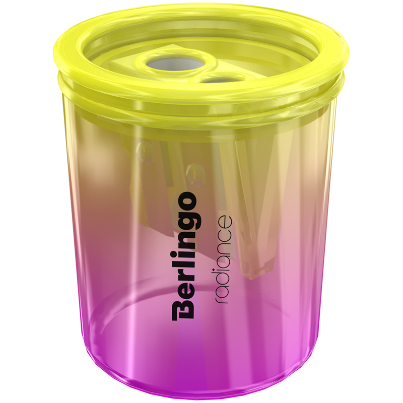 Точилка ручная пластиковая Berlingo Radiance 2 отверстия с контейнером 12шт.