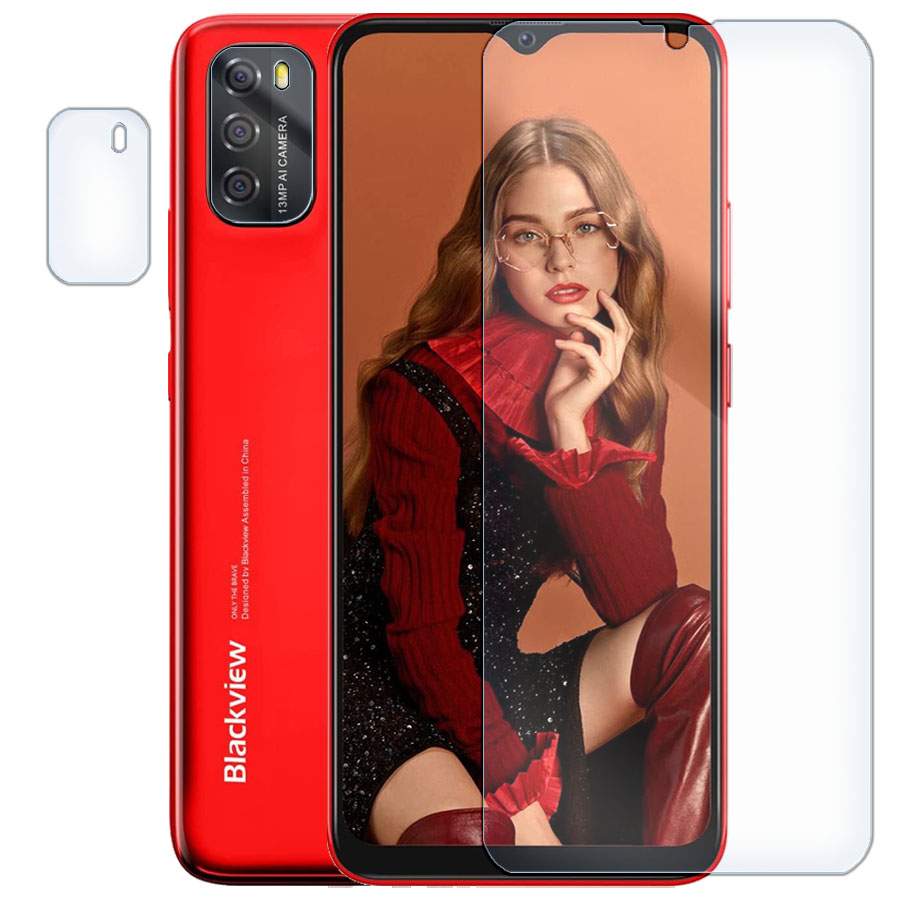 

Стекло защитное гибридное Krutoff для Blackview A70 Pro + защита камеры 2 шт.