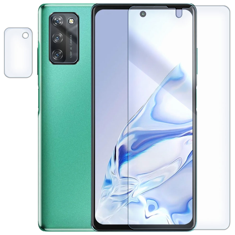 

Стекло защитное гибридное Krutoff для Blackview A100 + защита камеры 2 шт.