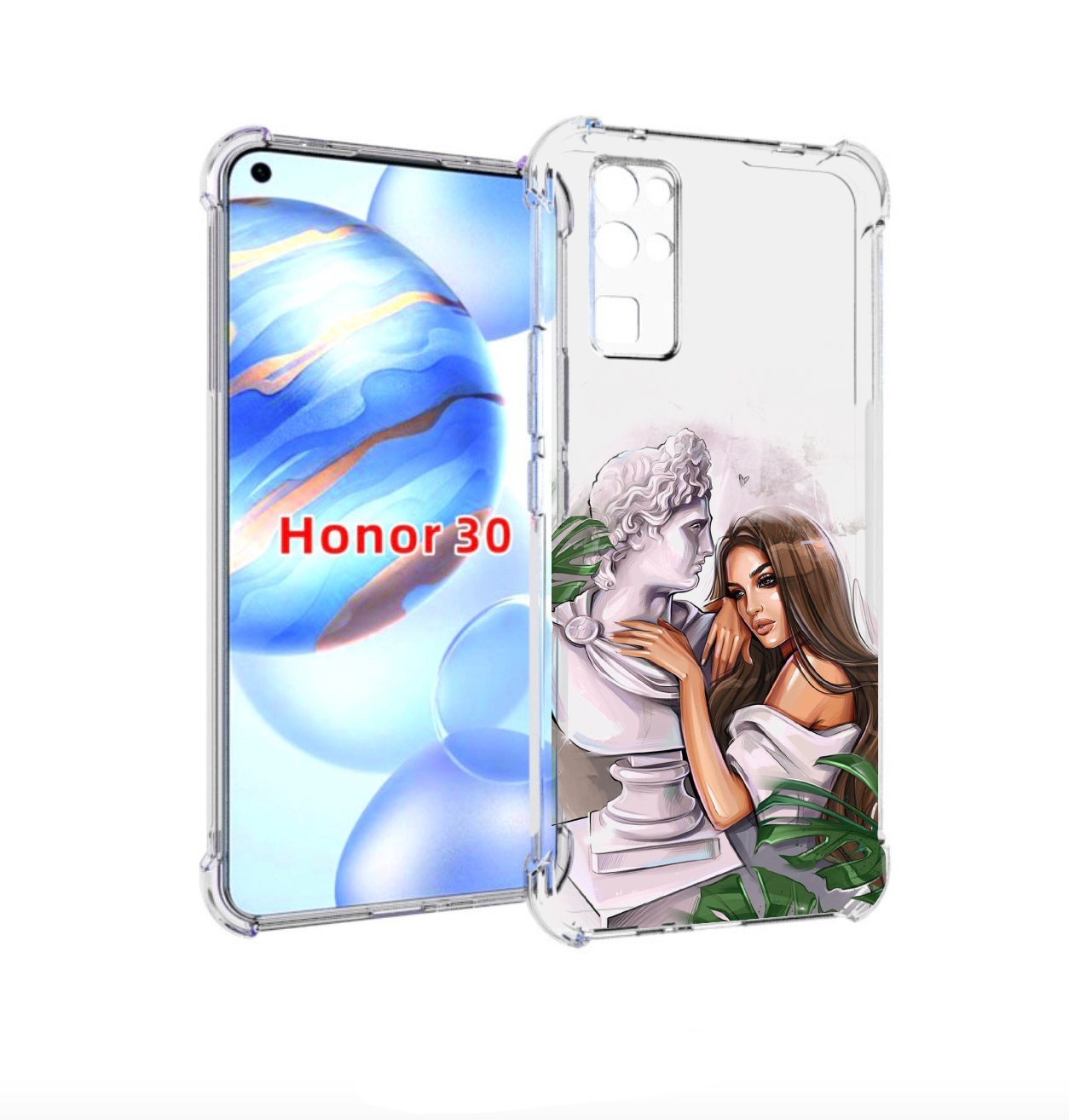 

Чехол бампер MyPads девушка-модель-со-статуей женский для Honor, Прозрачный, Tocco