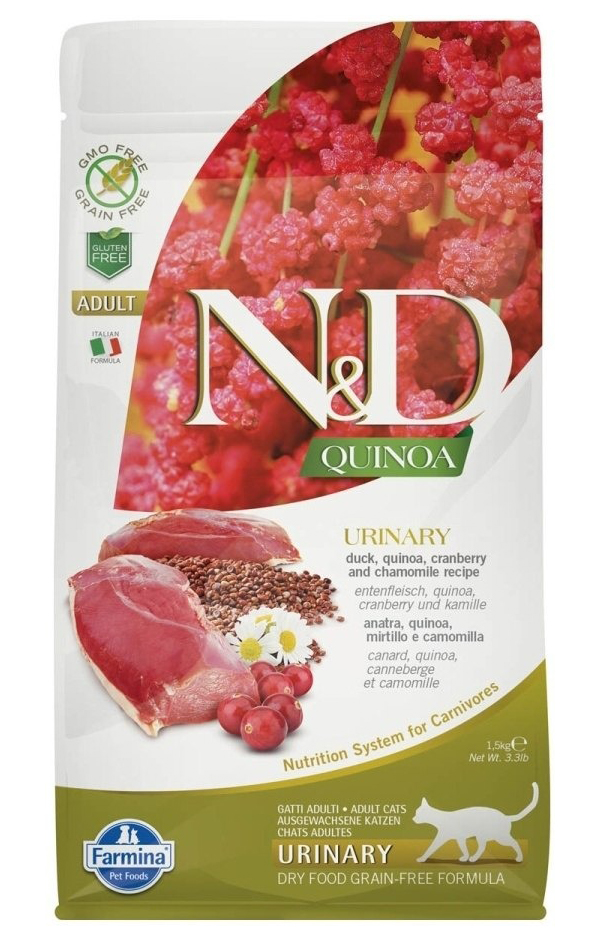 

Сухой корм для кошек Farmina N&D Grain Free Urinary утка и киноа, 2 шт по 1,5 кг