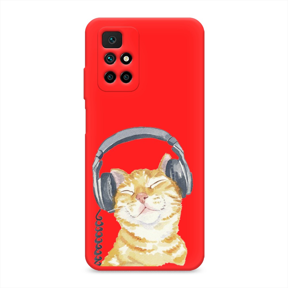 

Матовый силиконовый чехол "Кот меломан" на Xiaomi Redmi Note 11 4G China, Кот меломан