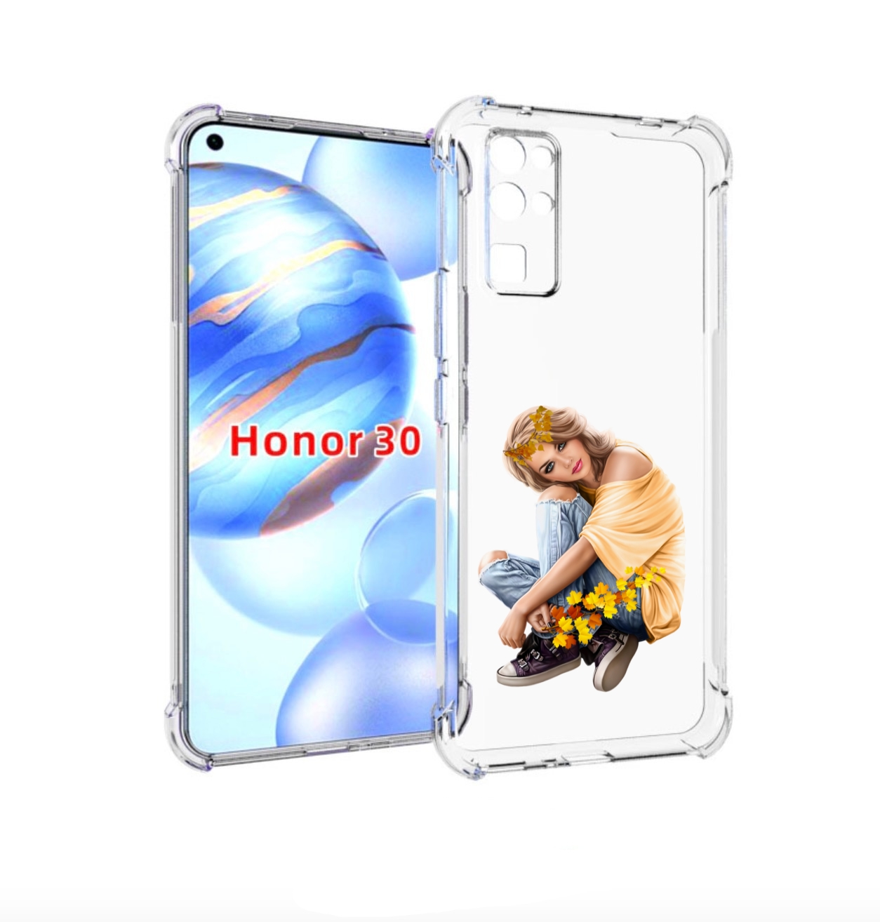 

Чехол бампер MyPads девушка-в-цветочками женский для Honor 30 (B, Прозрачный, Tocco