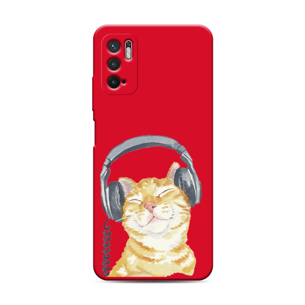 

Матовый силиконовый чехол "Кот меломан" на Xiaomi Redmi Note 10T, Кот меломан