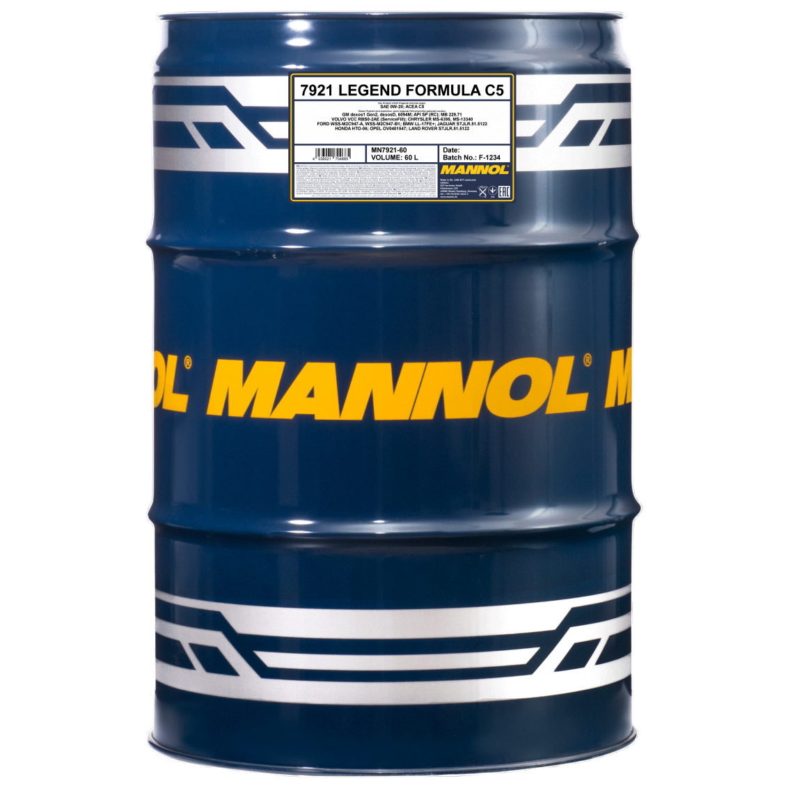 

Моторное масло Mannol LEGEND FORMULA C5 0W20 60л, Масло моторное 7921 LEGEND FORMULA C5 0W-20 60L