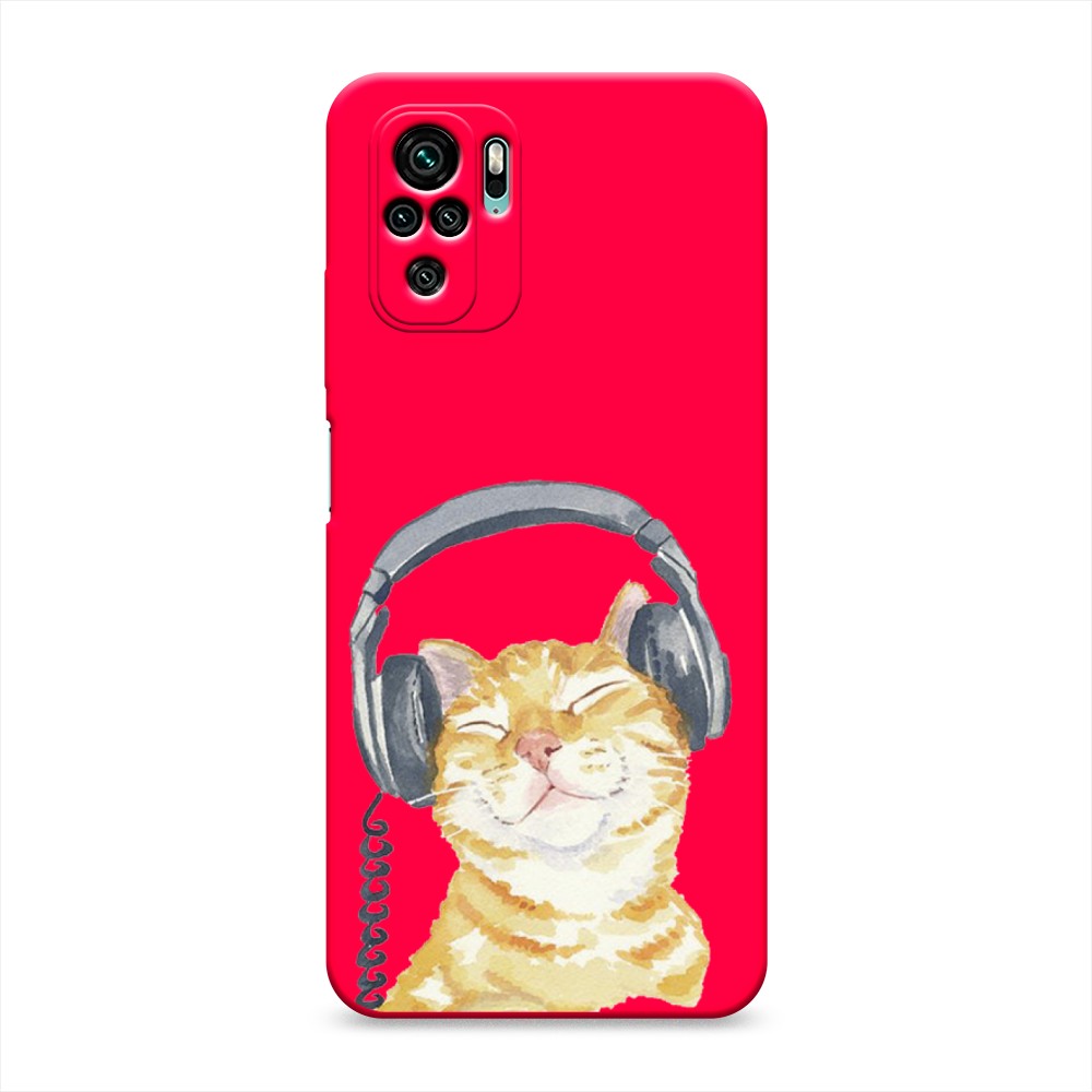 

Матовый силиконовый чехол "Кот меломан" на Xiaomi Redmi Note 10, Кот меломан