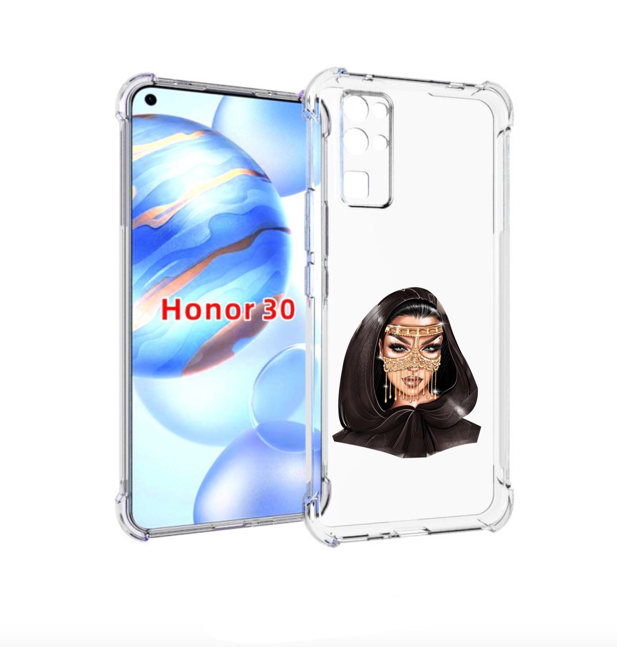 

Чехол бампер MyPads девушка-в-золотой-маске для Honor 30 (BMH-AN, Прозрачный, Tocco