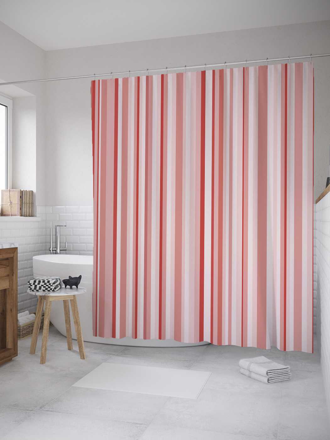 

Штора (занавеска) для ванной JoyArty "Складки занавески" из сатена, 180х200 см с крючками, Серый