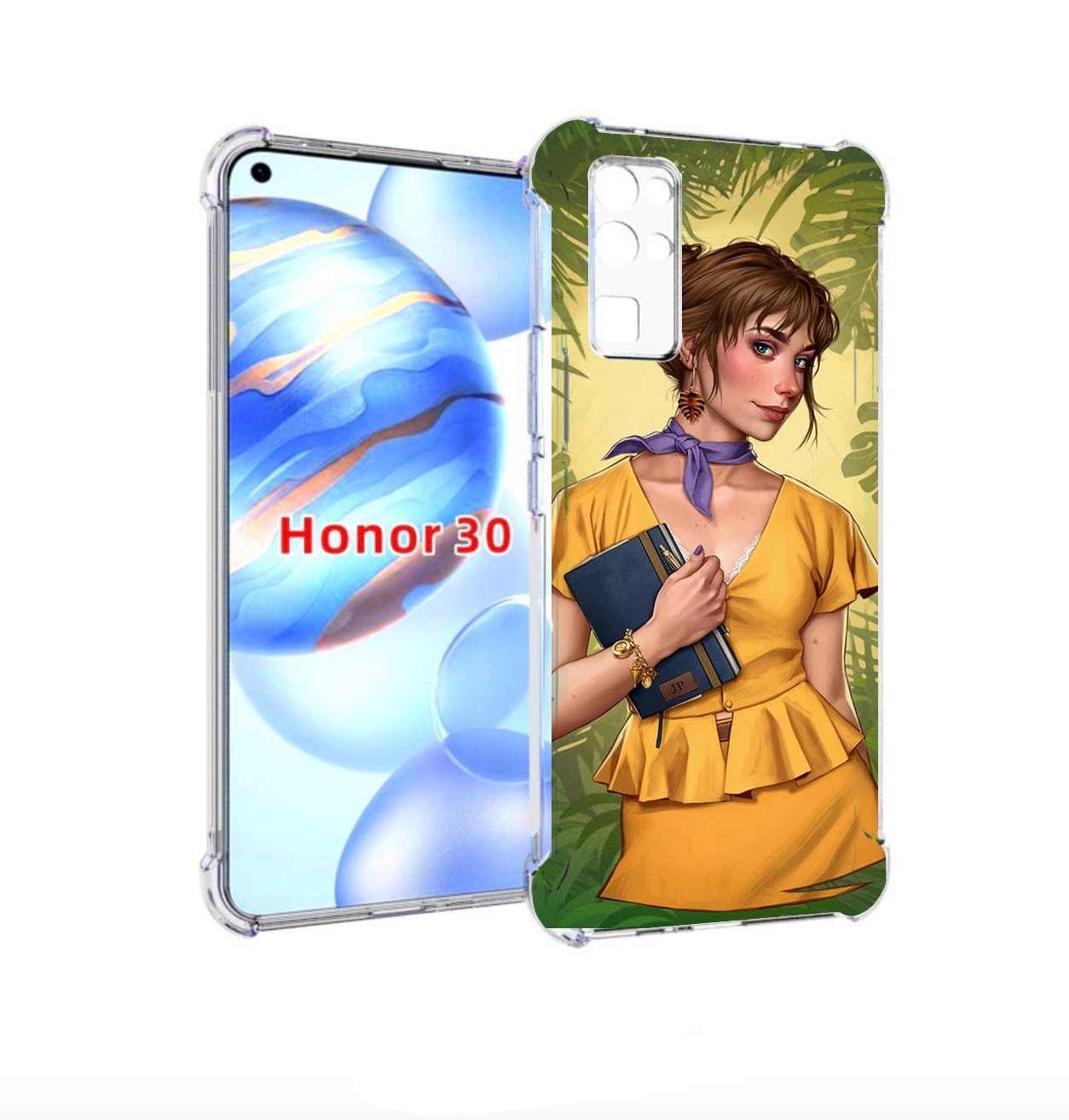 

Чехол бампер MyPads девушка-в-зелени женский для Honor 30 (BMH-A, Прозрачный, Tocco