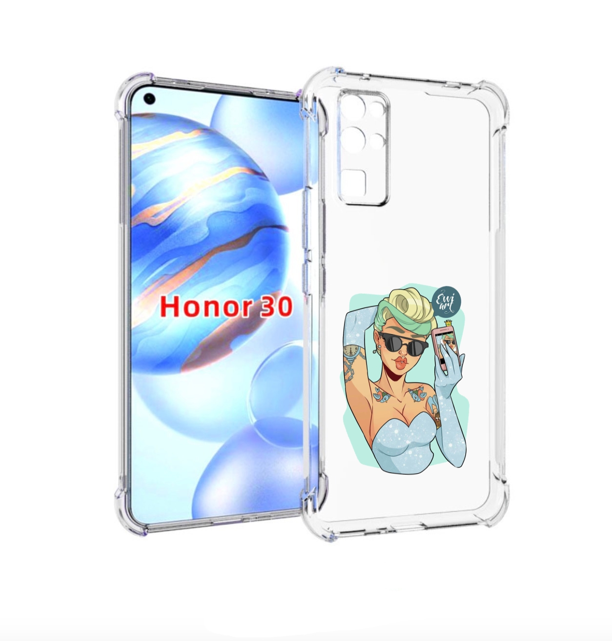 

Чехол бампер MyPads девушка с короткой стрижкой женский для Hono, Прозрачный, Tocco